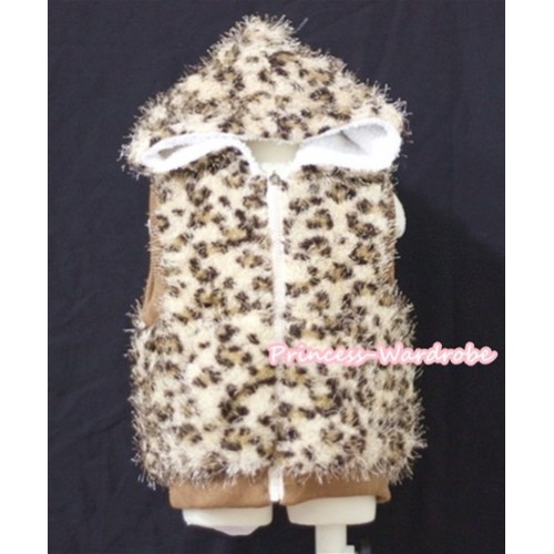 Brown Leopard Hairy Soft Fur Jacket SH27 